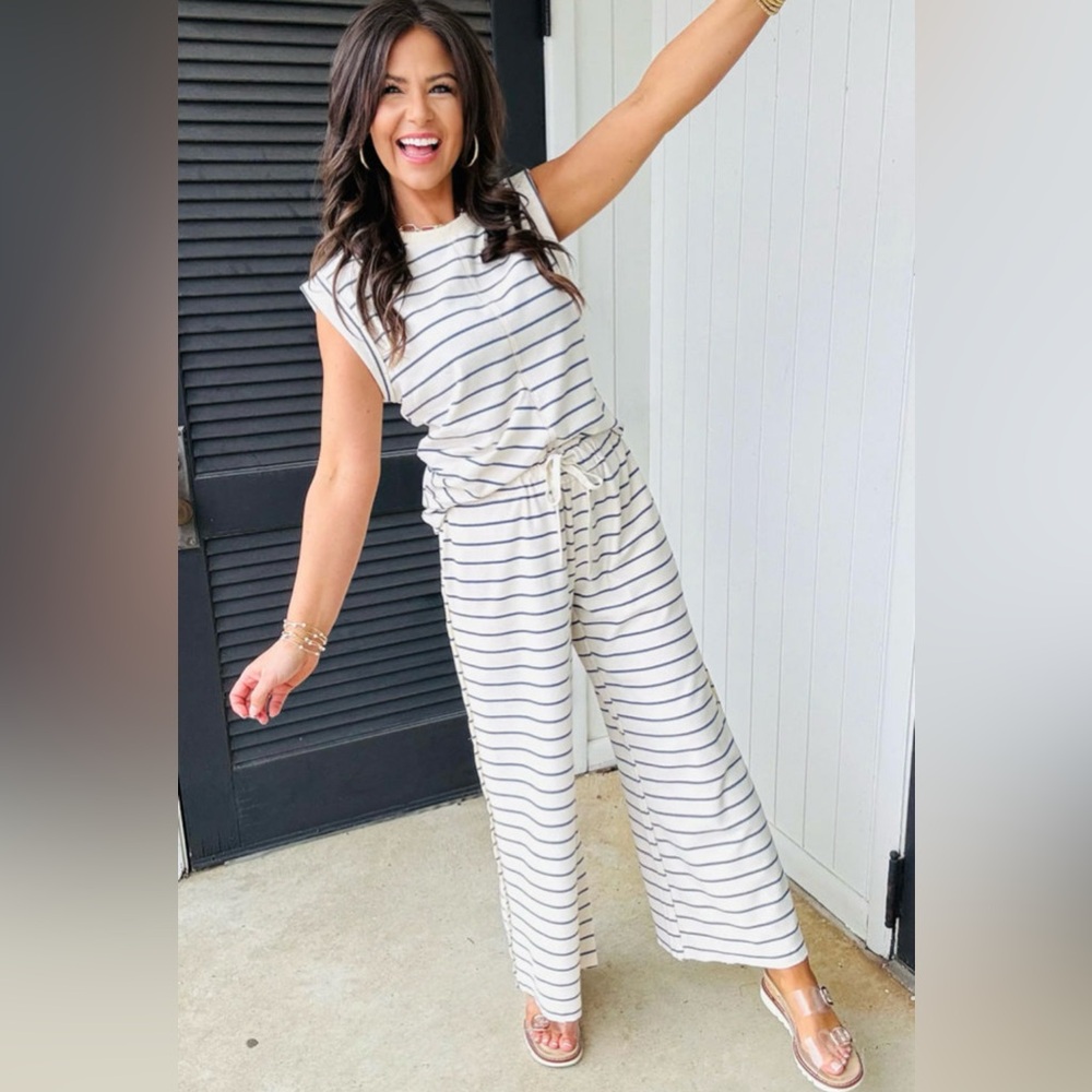 Viv- Striped Navy and White Set - Picture 2 of 5